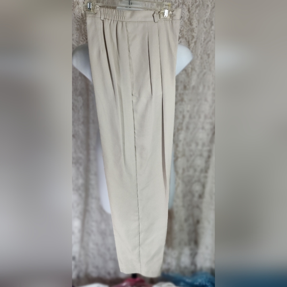CB Collection Beige Career Classic Straight-Leg Trousers with Pleats